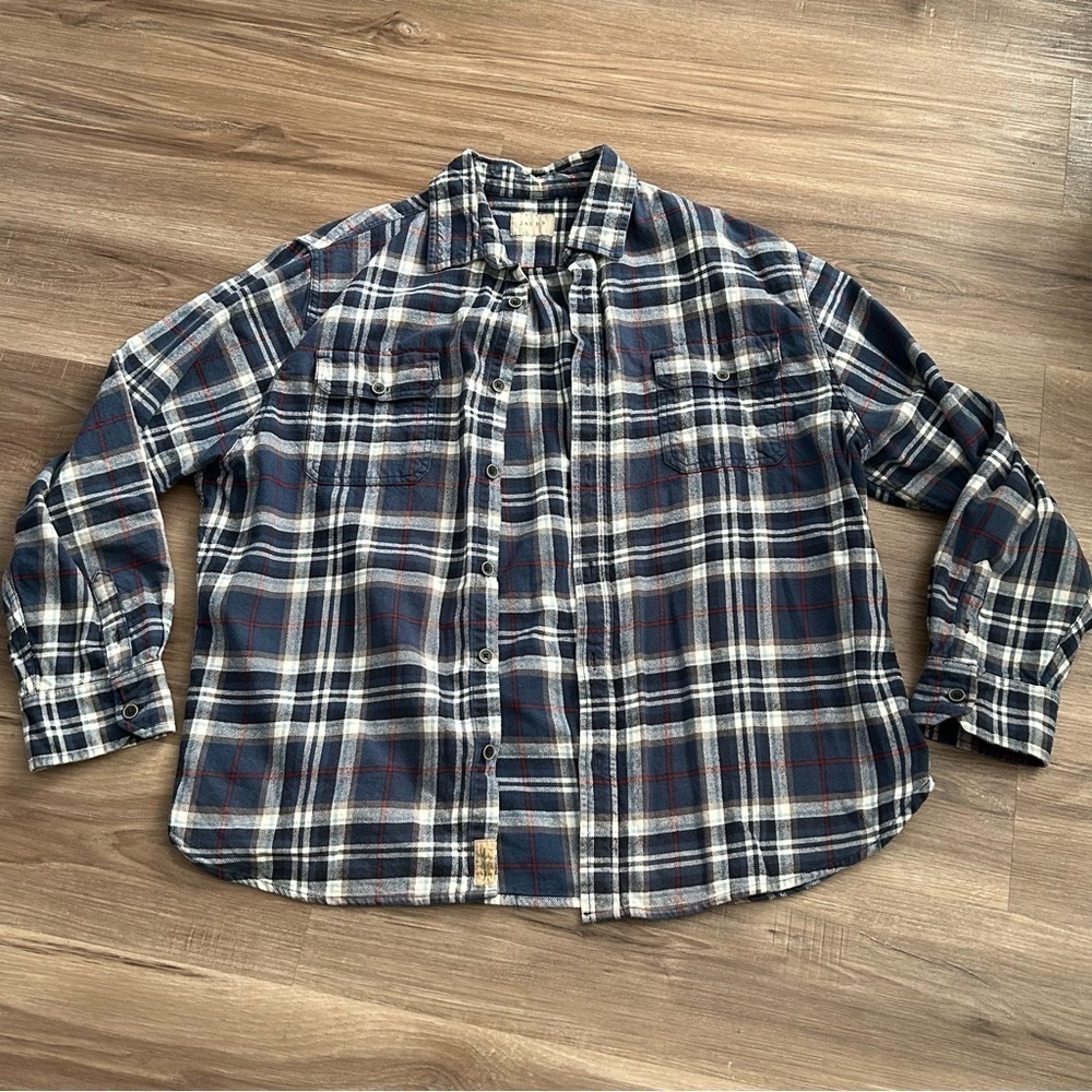 Jachs Blue White Red Glannel Shacket Button Up Men Size 2xl